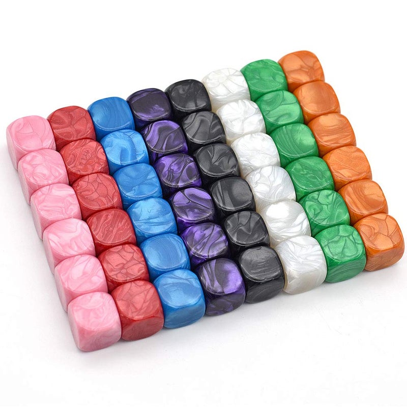HD DICE 48 Pcs Blank DIY Dice Cubes, 16mm, 8 Colors, Acrylic, Hexahedron, Multicolor, Games - Image 2